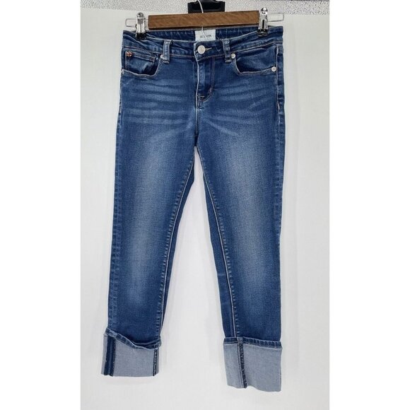 Hudson Jeans Girls 14 Skinny Medium Wash  Blue Denim Cuffed Size 14 - Picture 2 of 8